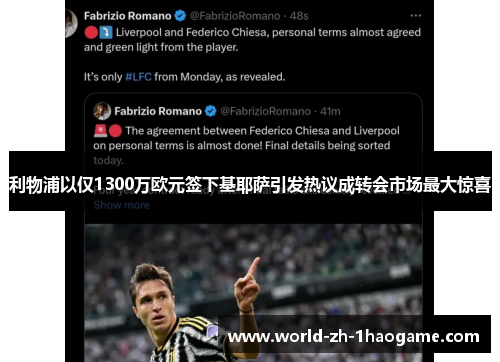 利物浦以仅1300万欧元签下基耶萨引发热议成转会市场最大惊喜